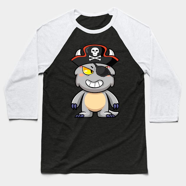 Baby Monster Grey Pirate Baseball T-Shirt by Baby Monster CO